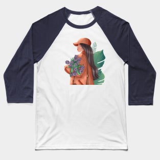 Girl with flowers Baseball T-Shirt